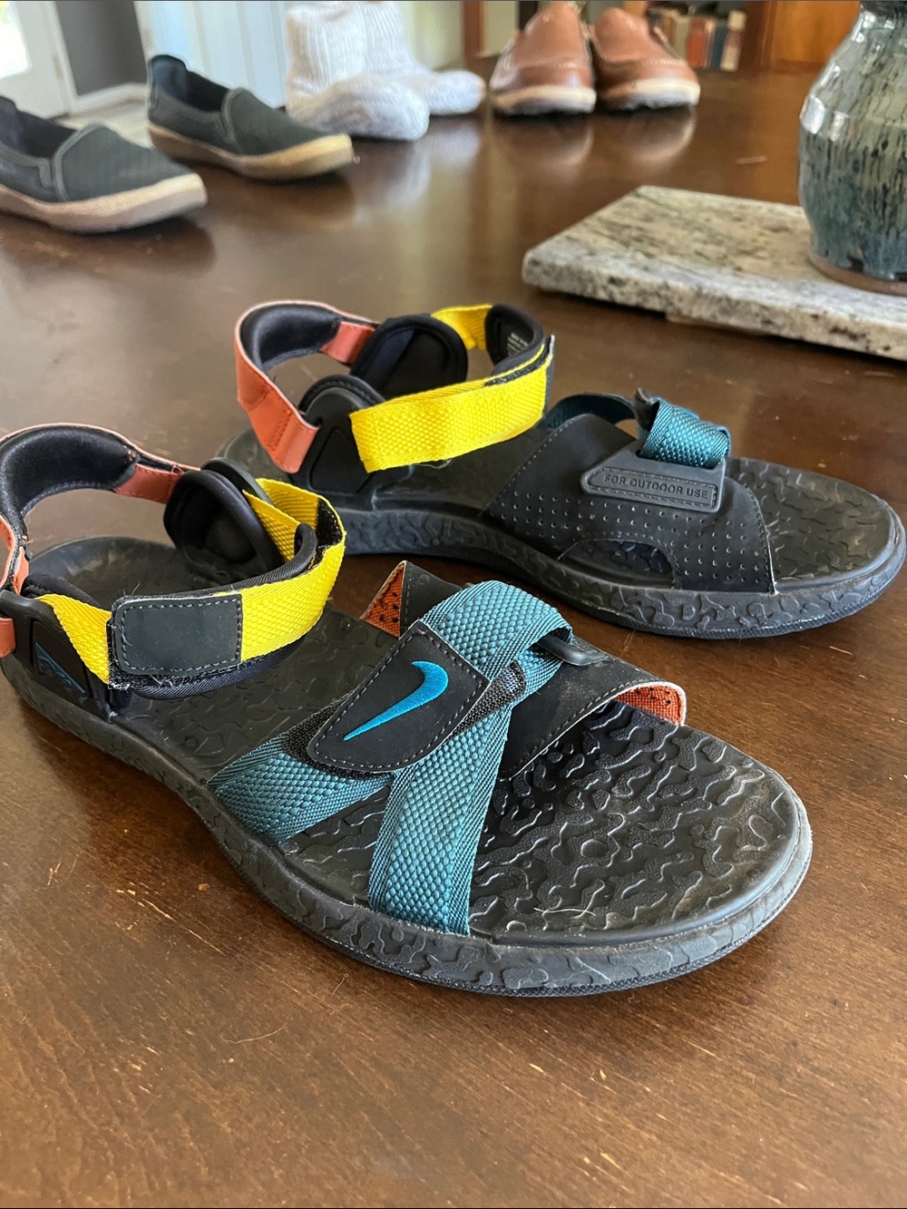 Nike Black Teal Yellow Strap Men’s Sandals